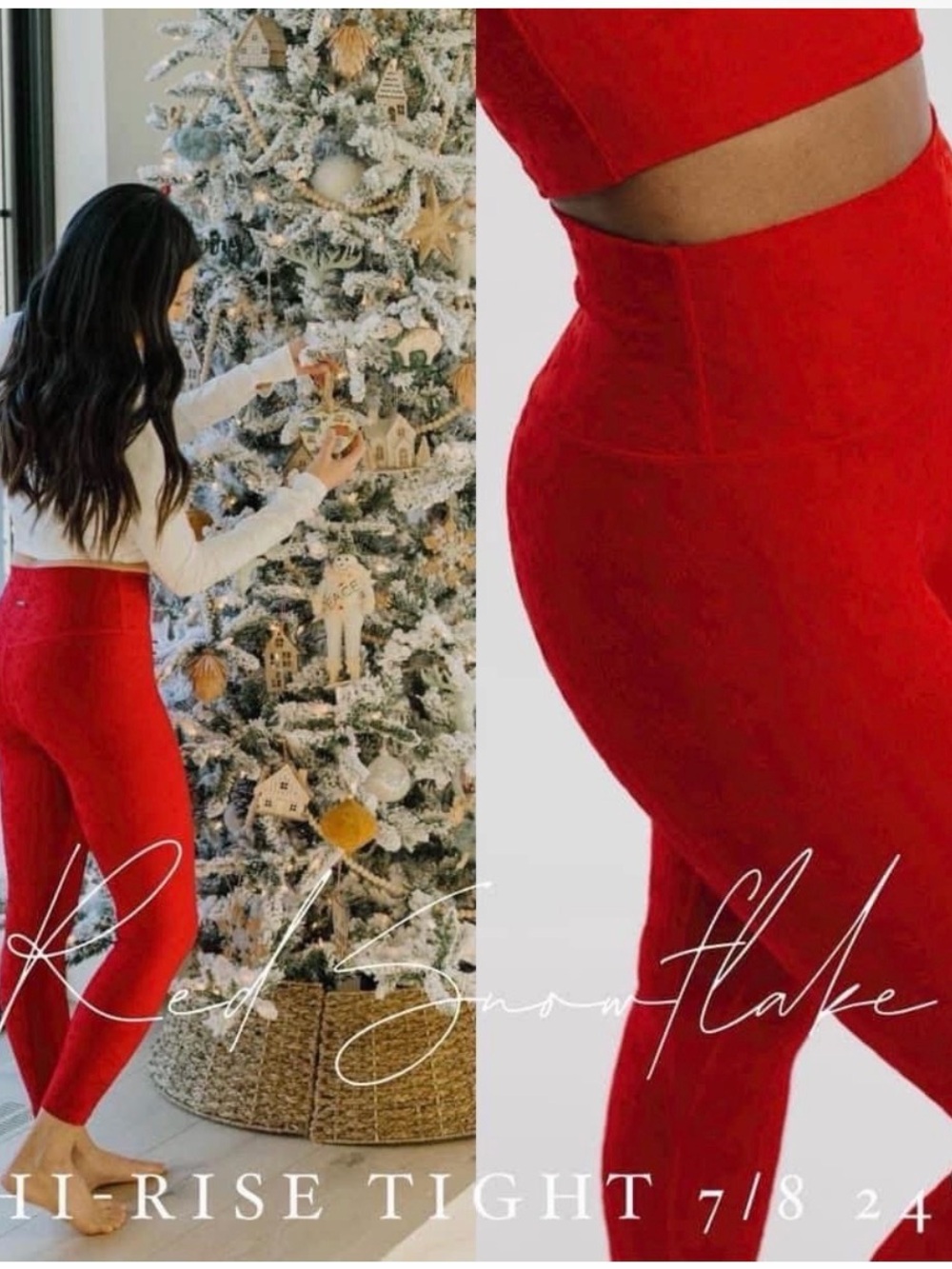 Zyia Red Snowflake Leggings Size 6-8 NWT Retail $69